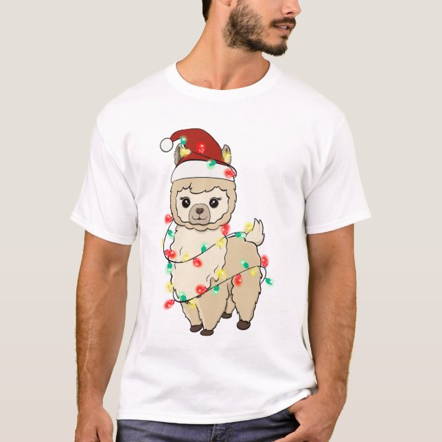 Funny Niedlich Christmas Llama T-Shirt (Vorderseite)
