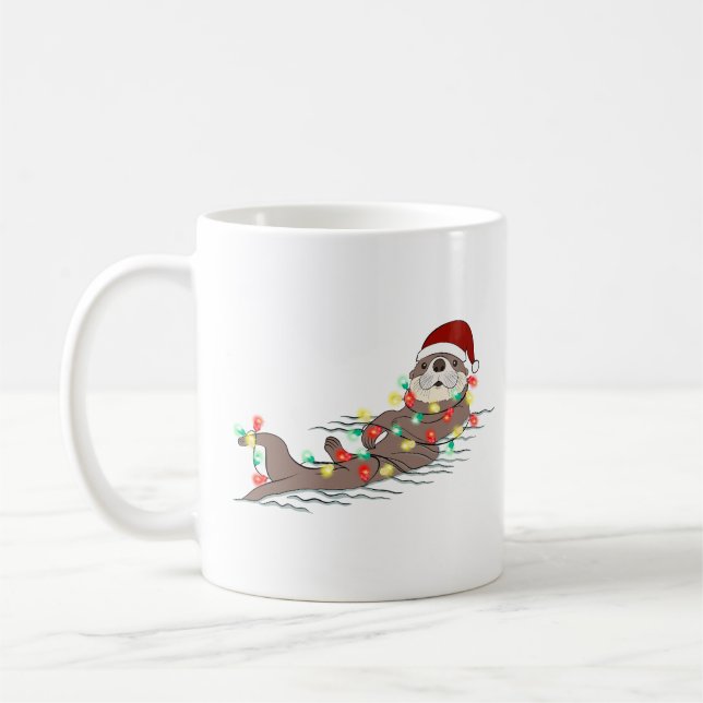 Funny Niedlich Christmas Otter Kaffeetasse (Links)