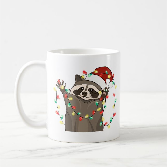 Funny Niedlich Christmas Raccoon Kaffeetasse (Links)
