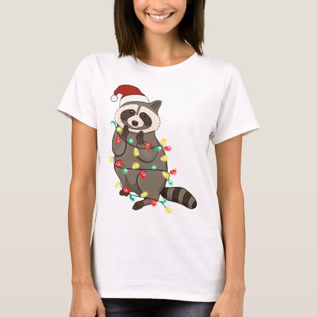 Funny Niedlich Christmas Racoon T-Shirt (Vorderseite)