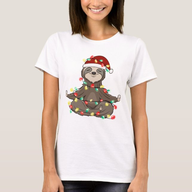 Funny Niedlich Christmas Sloth T-Shirt (Vorderseite)