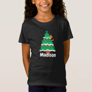 Funny Niedlich Christmas Tree Katze Personalisiert T-Shirt