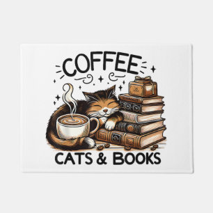 Funny Niedlich Coffee Cats Bücher Lover Gift Idee  Fußmatte