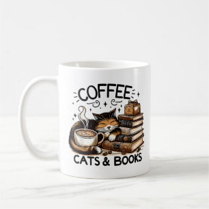 Funny Niedlich Coffee Cats Bücher Lover Gift Idee  Kaffeetasse