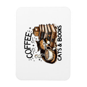 Funny Niedlich Coffee Cats Bücher Lover Gift Idee  Magnet