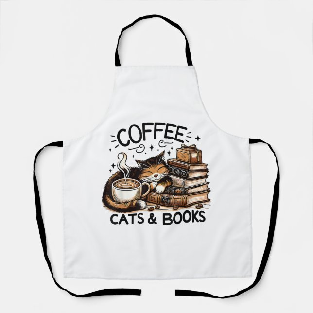 Funny Niedlich Coffee Cats Bücher Lover Gift Idee  Schürze (Vorderseite)