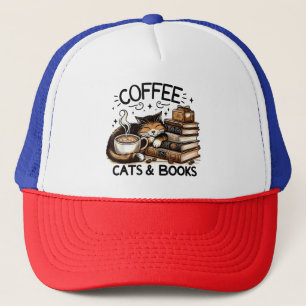 Funny Niedlich Coffee Cats Bücher Lover Gift Idee  Truckerkappe