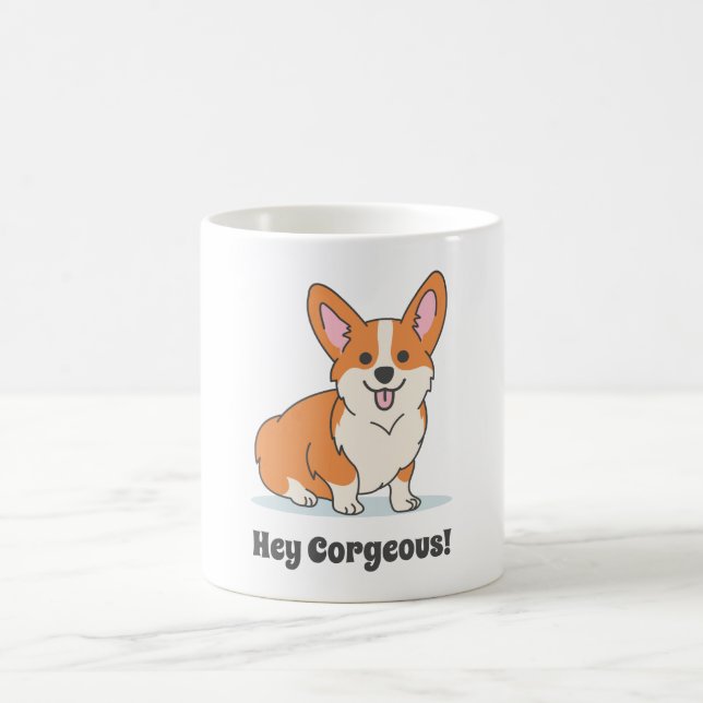 Funny Niedlich Corgi Welpe - Hey Corgeous Kaffeetasse (Mittel)