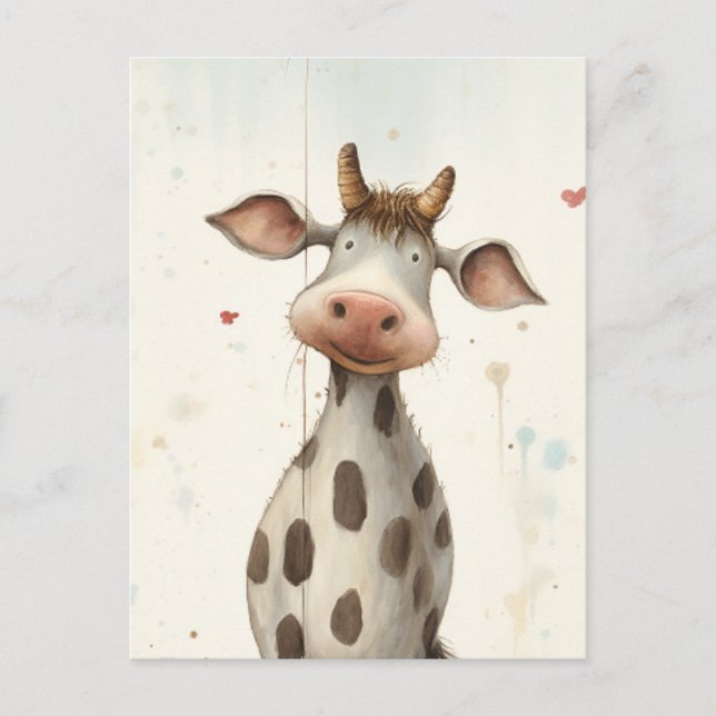 Funny Niedlich Cow Ai Art Postkarte (Vorderseite)