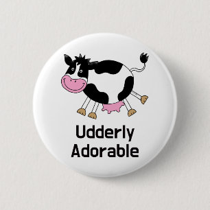 Funny Niedlich Cow Puff Cartoon Design Button