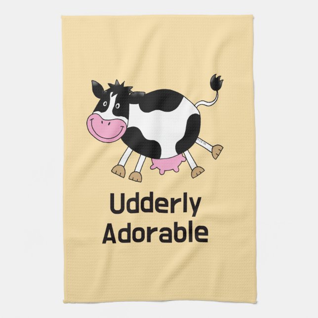 Funny Niedlich Cow Puff Cartoon Design Geschirrtuch (Vertikal)