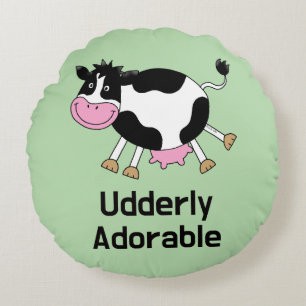 Funny Niedlich Cow Puff Cartoon Design Rundes Kissen