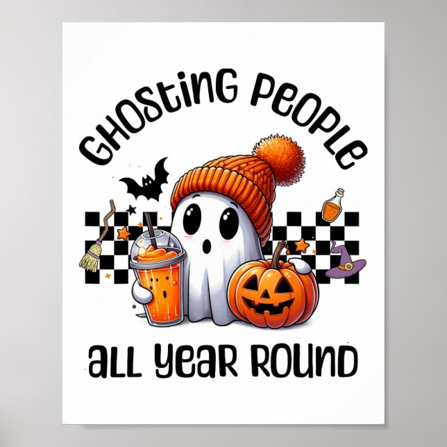Funny Niedlich Creepy Ghost Halloween Graphic Kids Poster (Vorne)