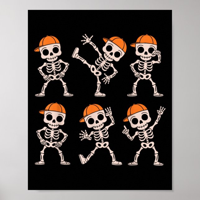 Funny Niedlich Dancing Skelett Halloween Jungs Kin Poster (Vorne)