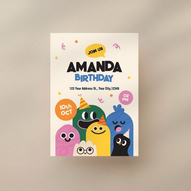 Funny Niedlich Doodle Einladung zum Geburtstag (Von Creator hochgeladen)