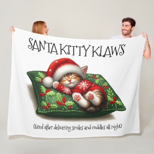 Funny Niedlich Dreaming Santa Kitty Klaws Fleecedecke (Beispiel)