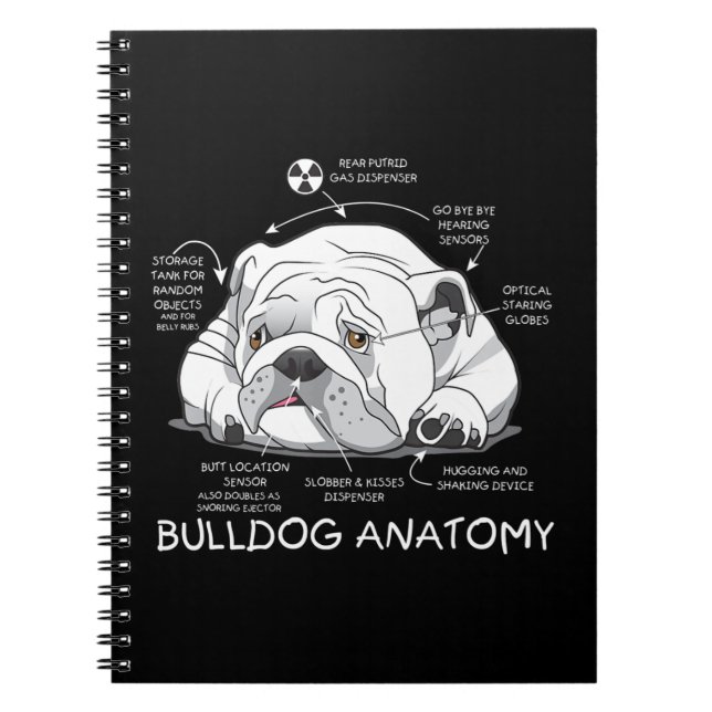 Funny Niedlich English Bulldog Anatomie Dog Biolog Notizblock (Vorderseite)