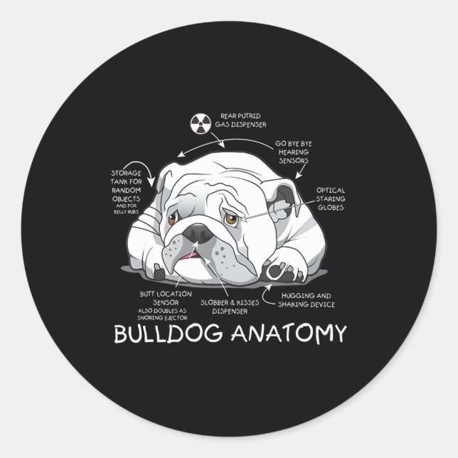 Funny Niedlich English Bulldog Anatomie Dog Biolog Runder Aufkleber (Vorderseite)