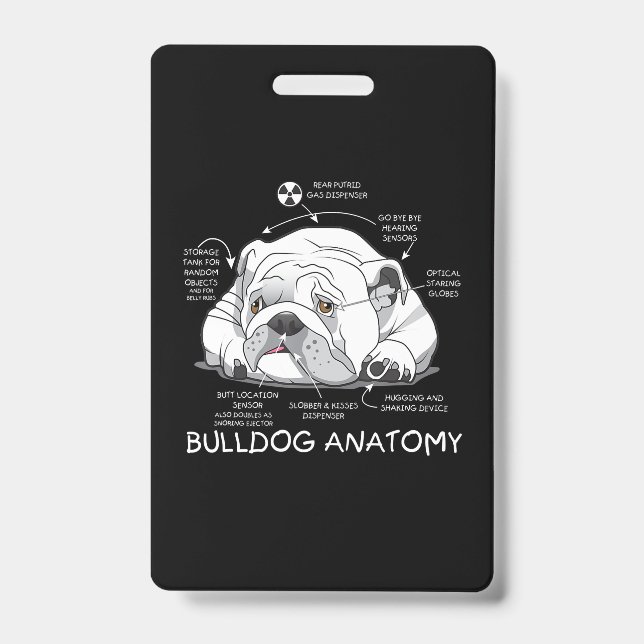 Funny Niedlich English Bulldog Anatomie Hunde Biol Ausweis (Vorderseite)
