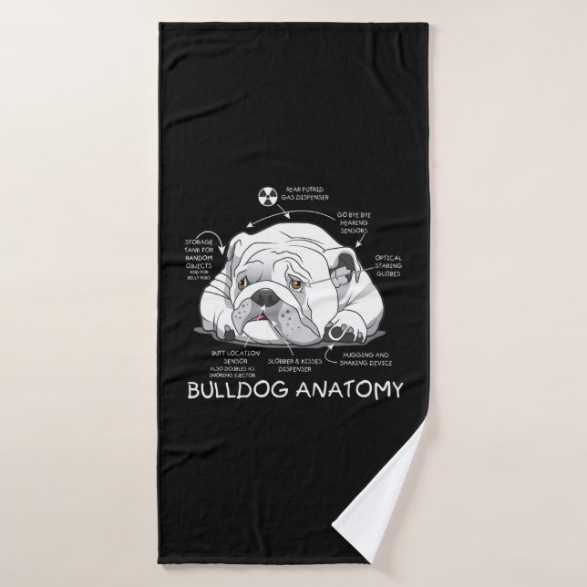 Funny Niedlich English Bulldog Anatomie Hunde Biol Badehandtuch (Badehandtuch)