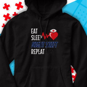 Funny Niedlich essen Schlaf Nachtschicht Wiederhol Hoodie