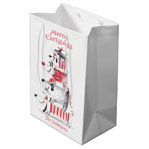 Funny Niedlich Festive Hunde Frohe Weihnachten Mittlere Geschenktüte