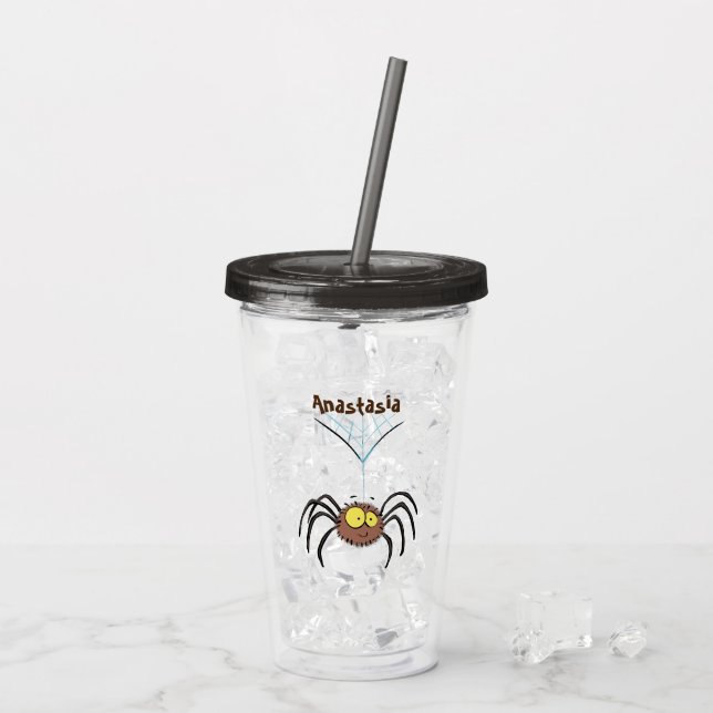 Funny niedlich fluffly spinness Cartoon Acryltrinkbecher (Rückseite Ice)