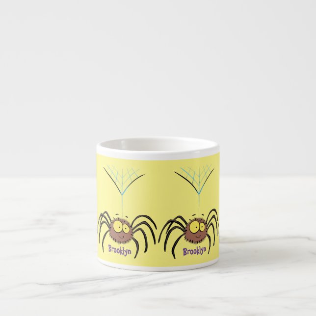 Funny niedlich fluffly spinness Cartoon Espressotasse (Vorderseite)