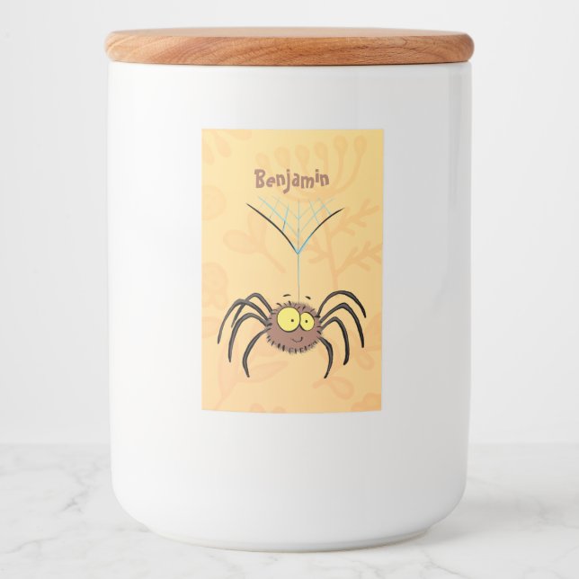 Funny niedlich fluffly spinness Cartoon Lebensmitteletikett (Vorderseite)