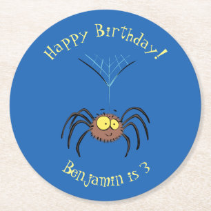 Funny niedlich fluffly spinness Cartoon Runder Pappuntersetzer