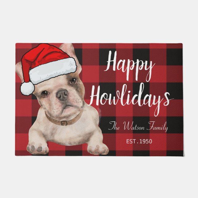 Funny niedlich French Bulldog red Happlidays Fußmatte (Vorderseite)