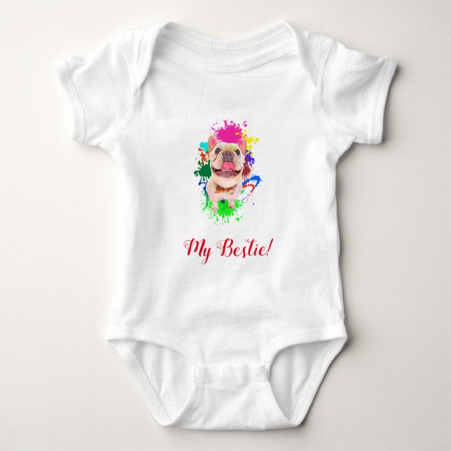 Funny Niedlich Frenchie Dog Baby Bodysuit Baby Strampler (Vorderseite)