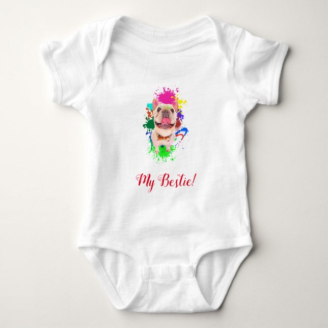 Funny Niedlich Frenchie Dog Baby Bodysuit Strampler (Vorderseite)