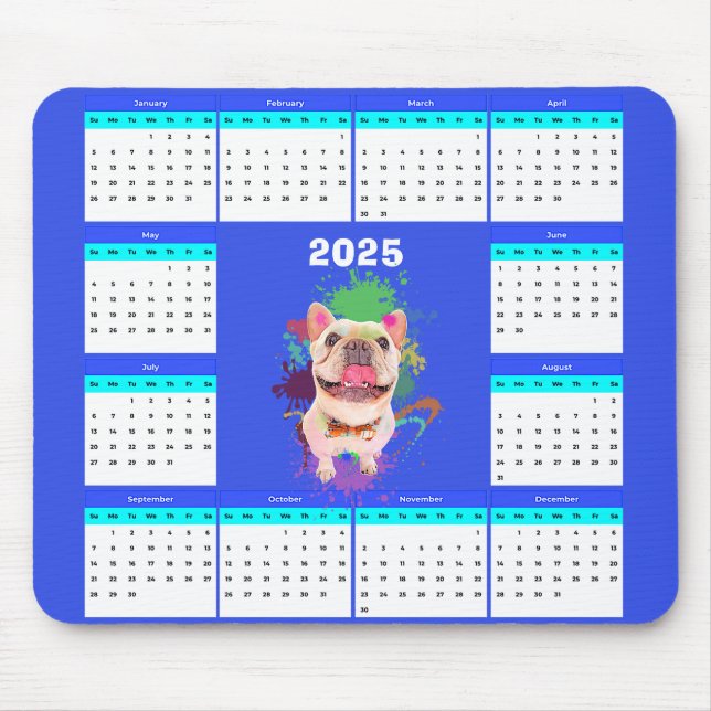 Funny Niedlich Frenchie Dog Calendar Mousepad (Vorne)