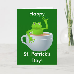 Funny Niedlich Frog beim Tee Cup St Patrick's Day Karte