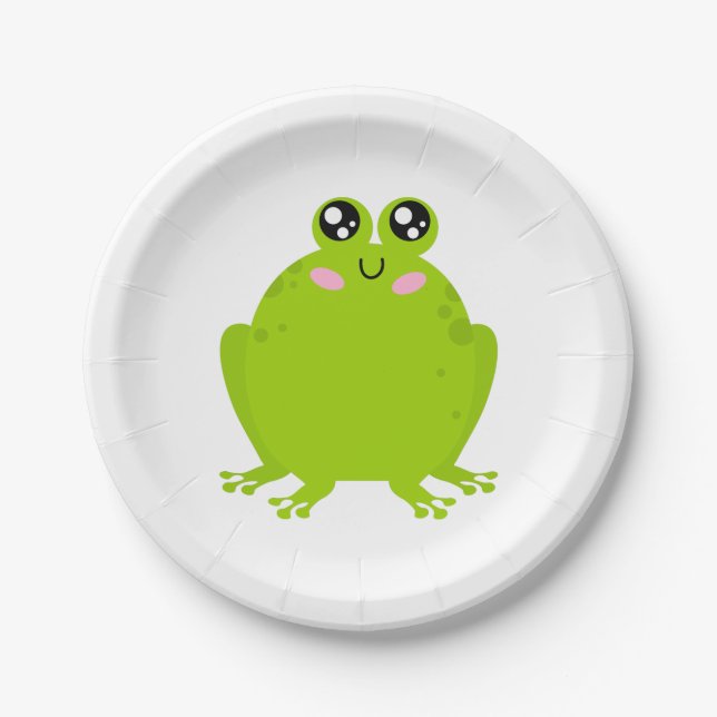 Funny Niedlich Frog Pappteller (Vorderseite)