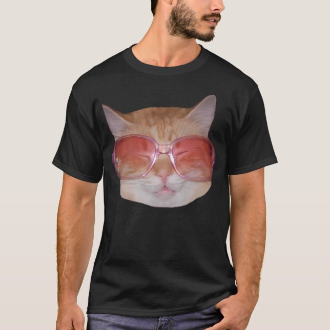 Funny Niedlich Geeky Hipster Cat Wearing Brillen T-Shirt (Vorderseite)