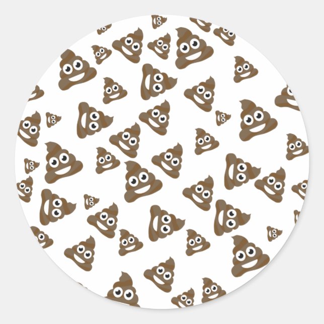 Funny Niedlich Gekackt Emoji Pattern Runder Aufkleber (Vorderseite)