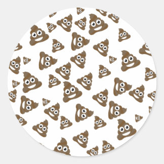 Funny Niedlich Gekackt Emoji Pattern Runder Aufkleber