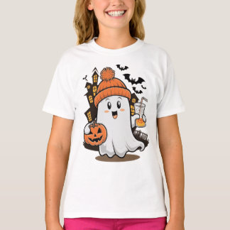 Funny Niedlich Ghost mit Pumpkin Halloween T-Shirt