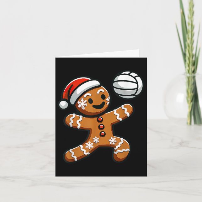 Funny Niedlich Gingerbread Mann Volleyball Christm Karte (Vorderseite)