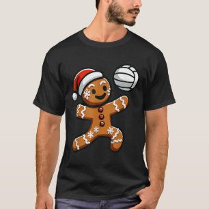 Funny Niedlich Gingerbread Mann Volleyball Christm T-Shirt