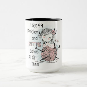 Funny Niedlich Girl Knitter Garn Tasse