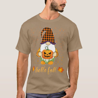 Funny Niedlich Gnome Holding Pumpkin Herbst Hallo T-Shirt