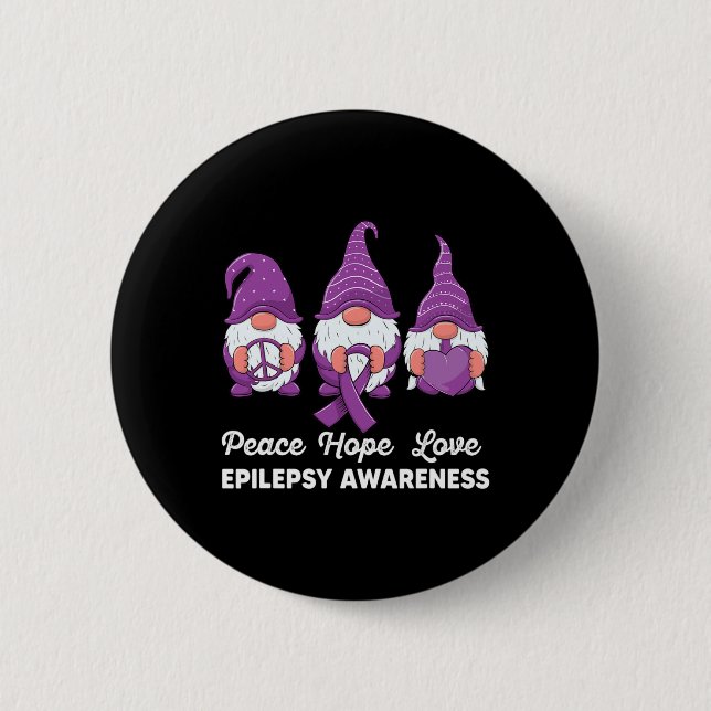 Funny niedlich Gnomes Peace hope Liebe epilepsy Aw Button (Vorderseite)