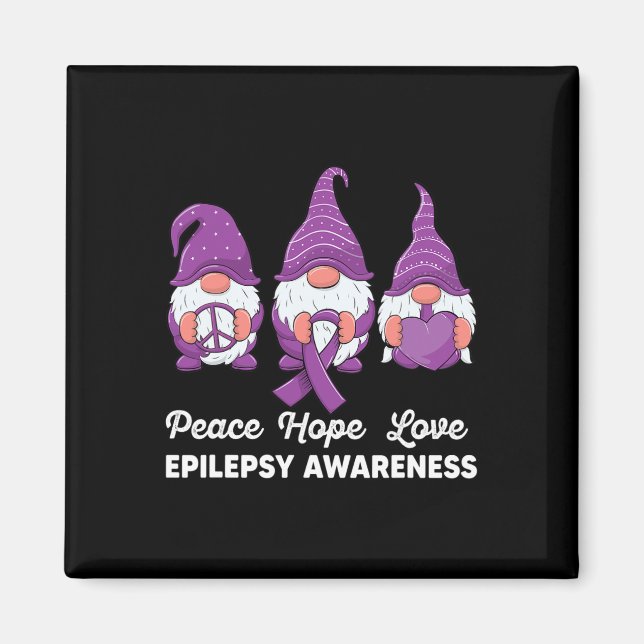 Funny Niedlich Gnomes Peace Hope Liebe Epilepsy Aw Magnet (Vorne)