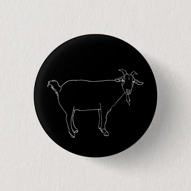 Funny Niedlich Goat Zeichn Simple Quirky Animal Ar Button (Vorderseite)