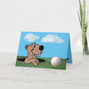 Funny & Niedlich Gopher & Golf Ball on Birthday Ca Karte