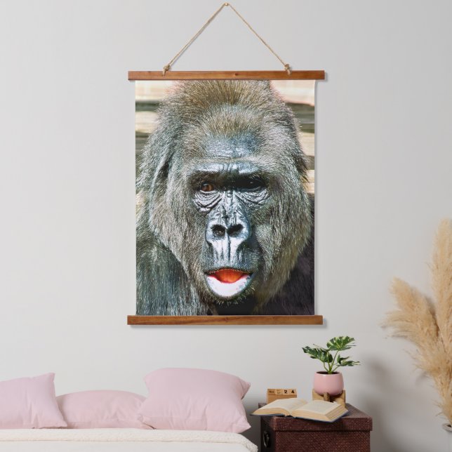 FUNNY NIEDLICH GORILLA WANDTEPPICH MIT HOLZRAHMEN (Schlafzimmer)