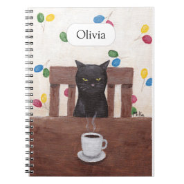 Funny Niedlich Grumpy Black Cat Kaffee Individuell Notizblock